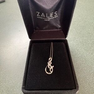 Modern Sterling Silver Twisted Teardrop Genuine Diamond Pendant Necklace